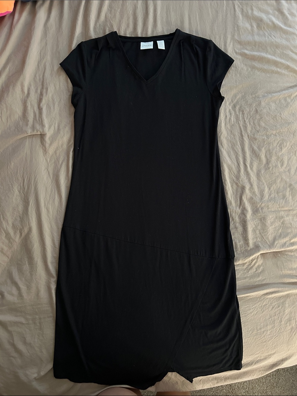Chico's Black V-Neck Short Sleeve Midi Dress